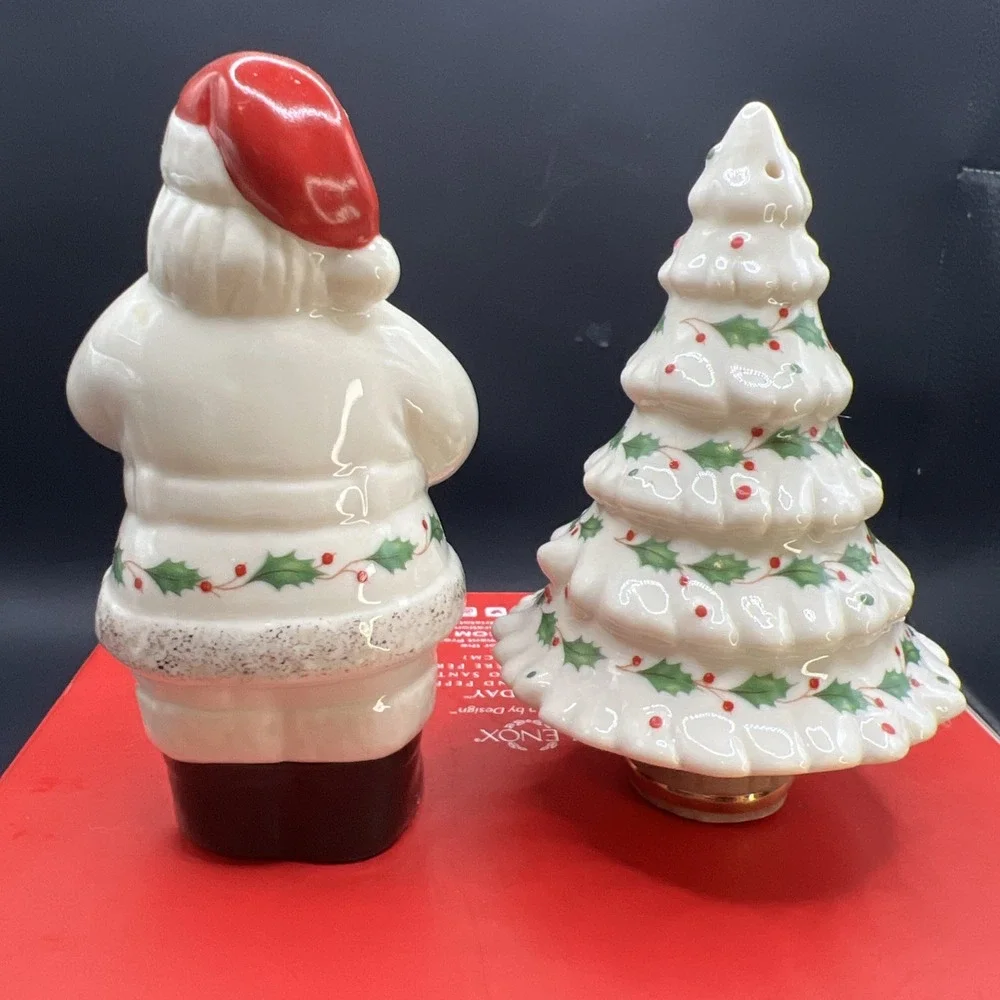 Lenox American By Design  HOLIDAY  Santa & Tree Salt and Pepper Shakers - NIB